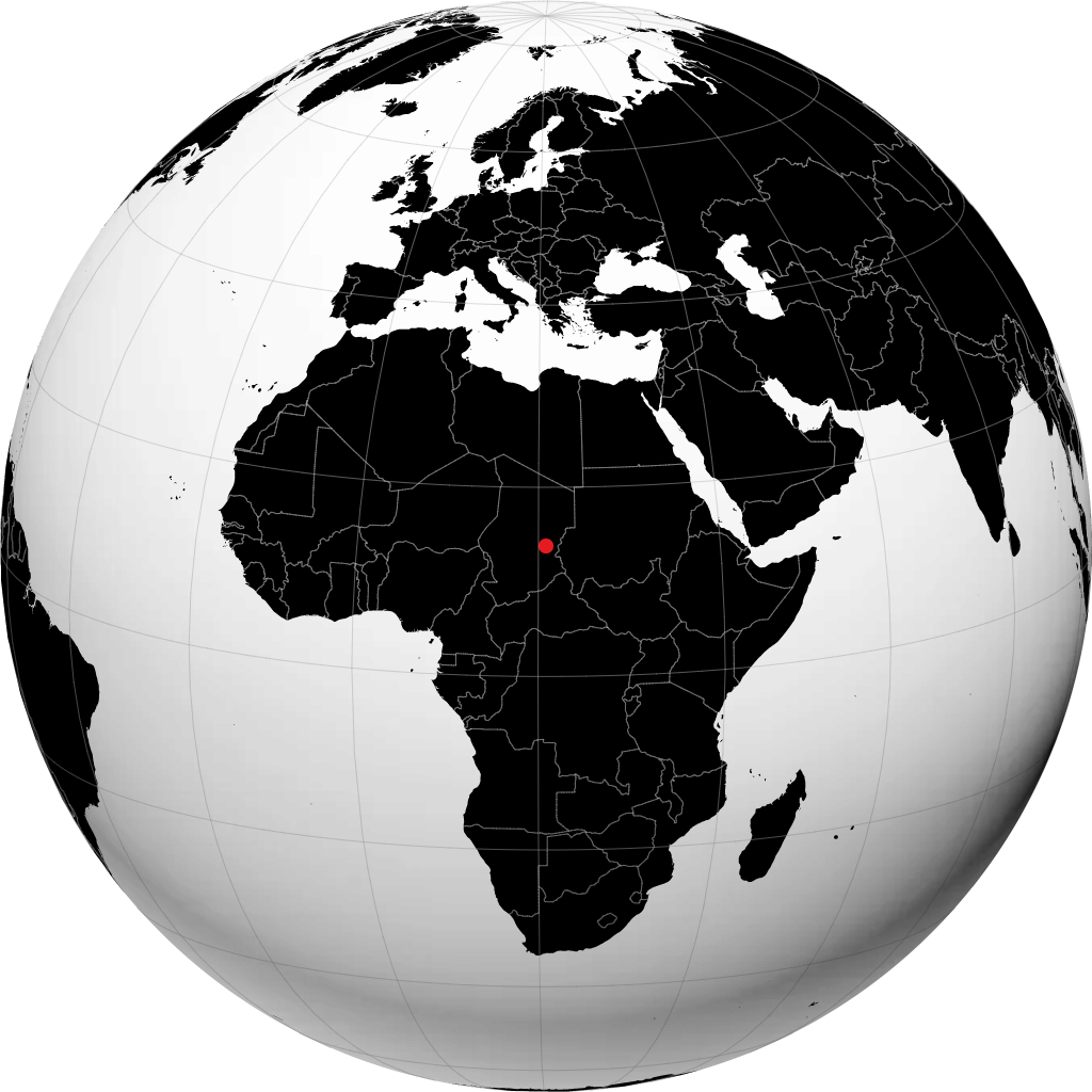 Abéché on the globe