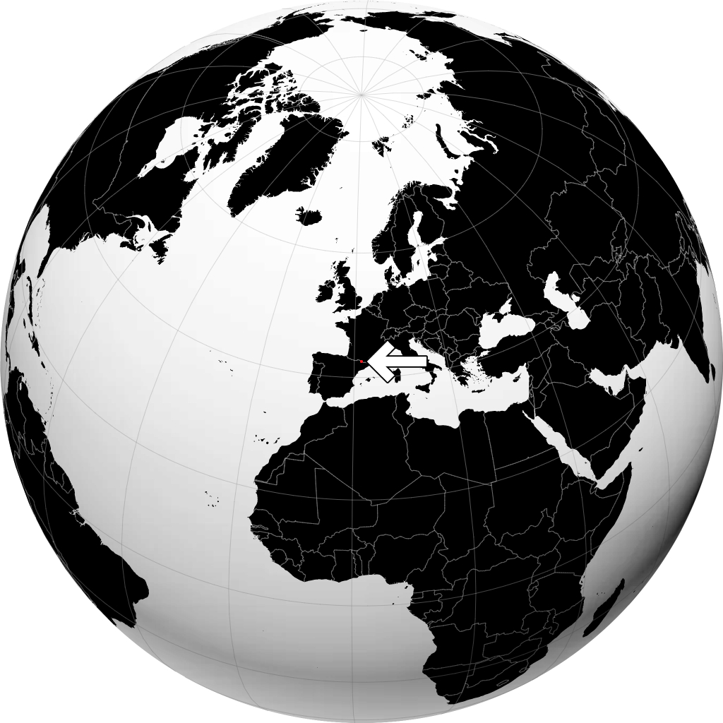 Andorra on the globe