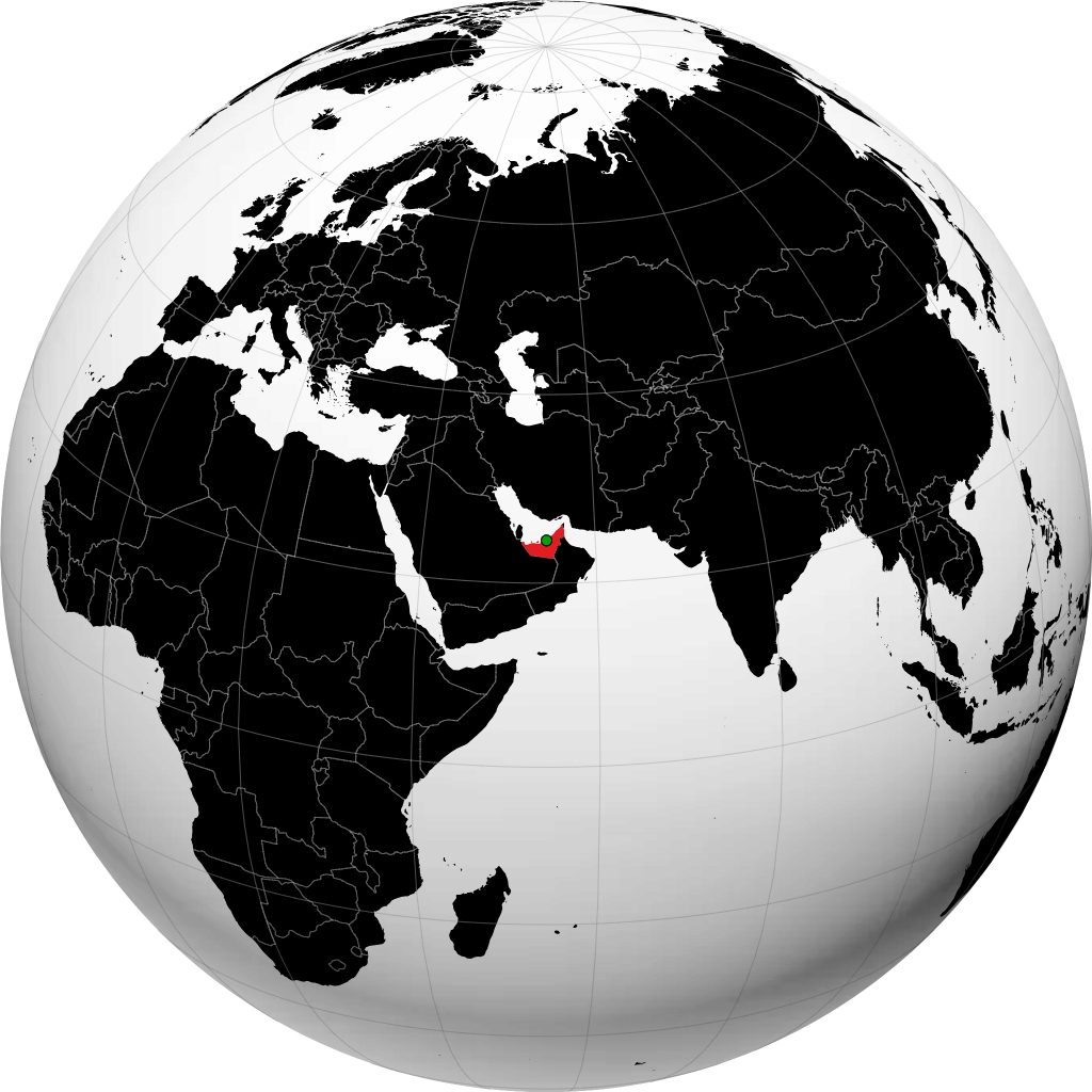 United Arab Emirates on the globe