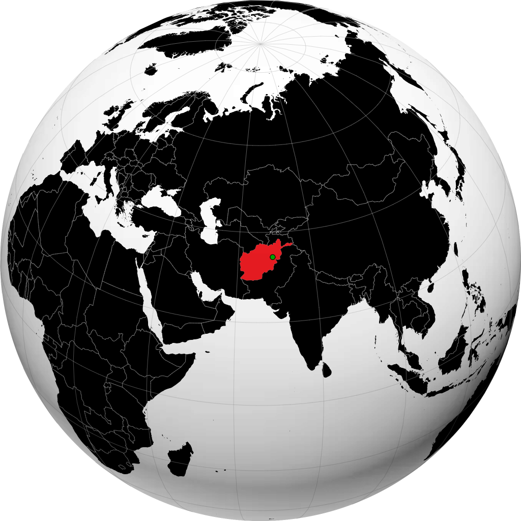 Afghanistan on the globe