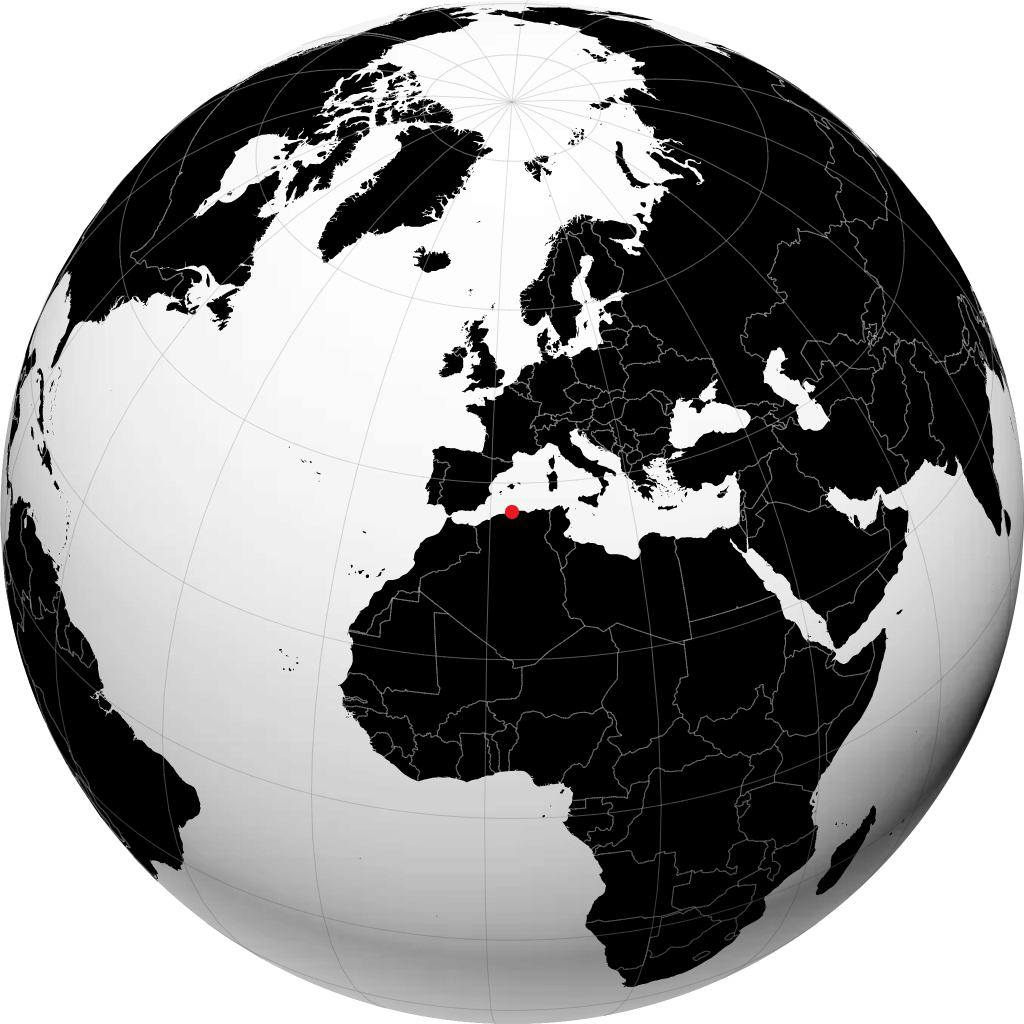 Algiers on the globe