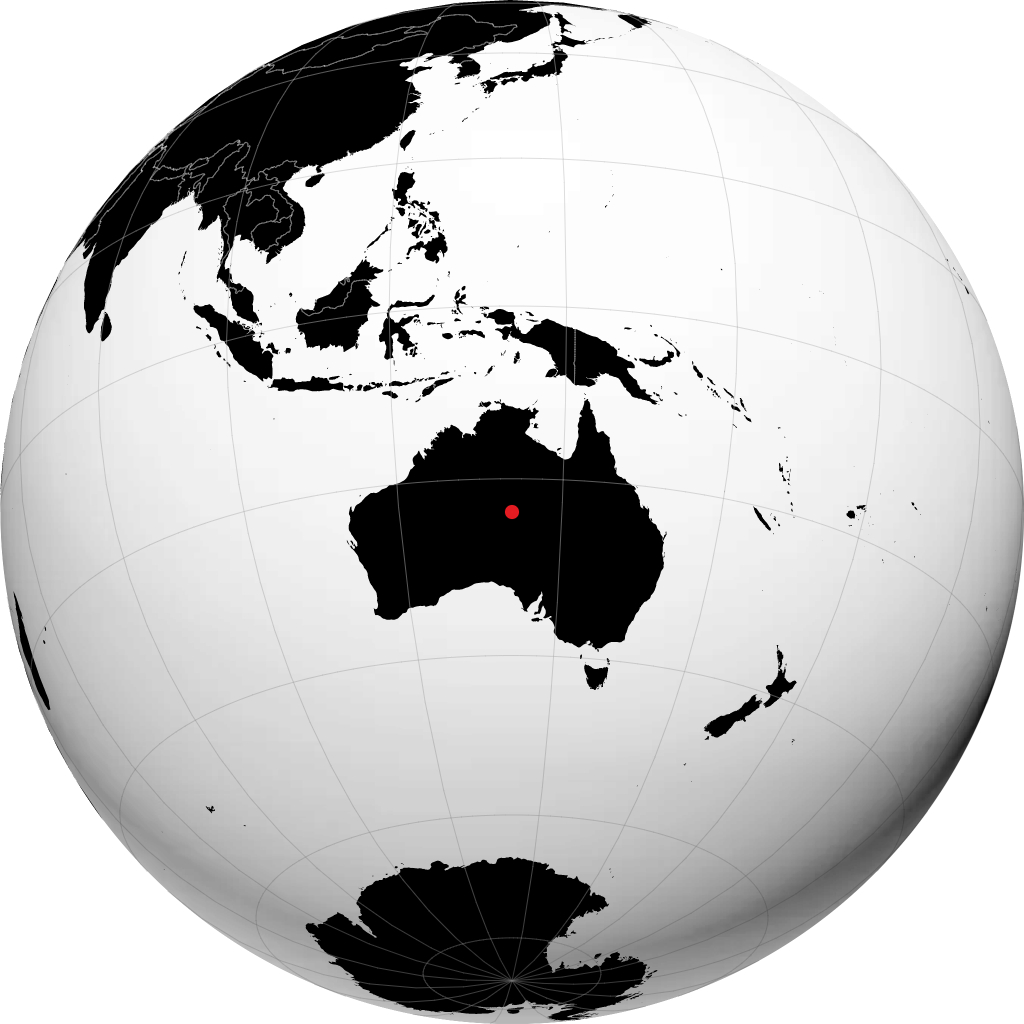 Alice Springs on the globe