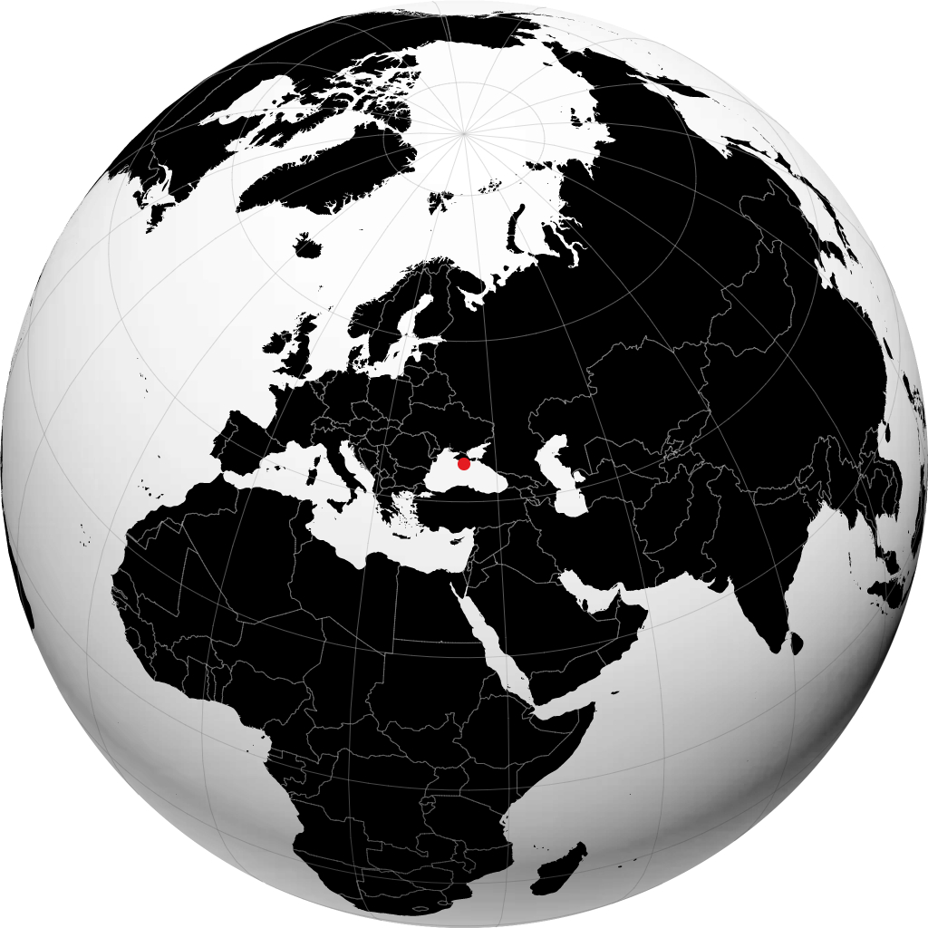 Alushta on the globe