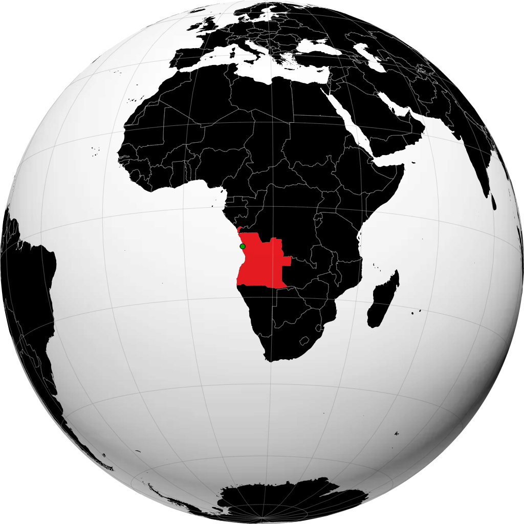 Angola on the globe