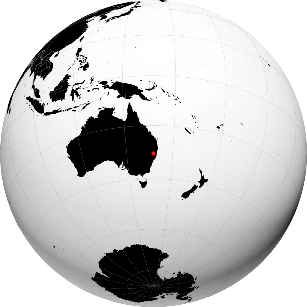 Armidale on the globe