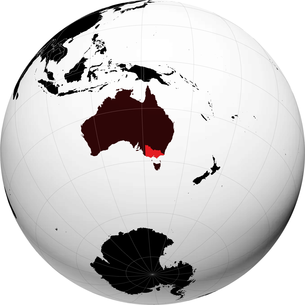 State of Victoria on the globe