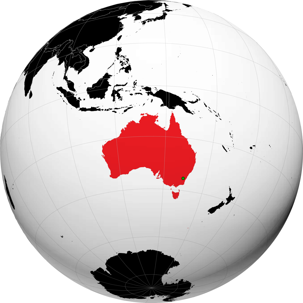 Australia on the globe