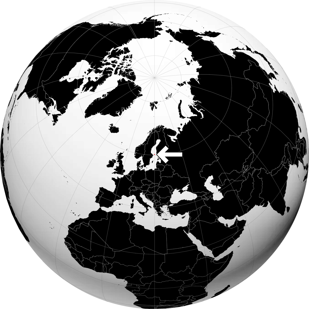 Aland Islands on the globe