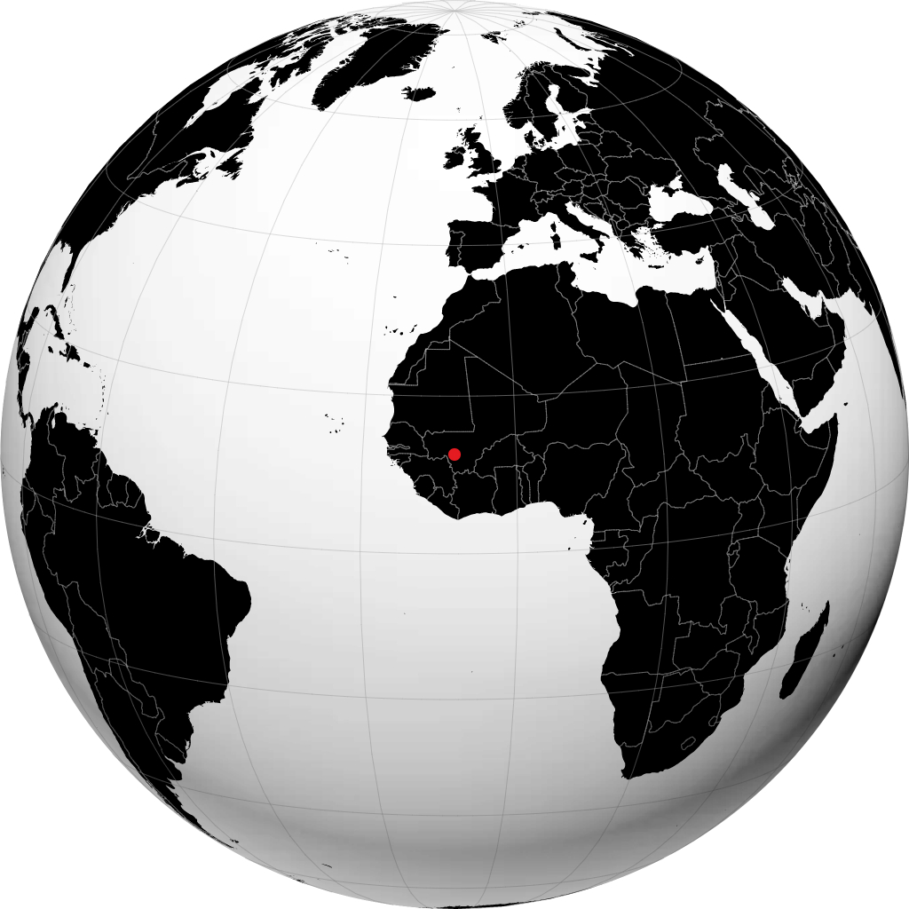 Bamako on the globe