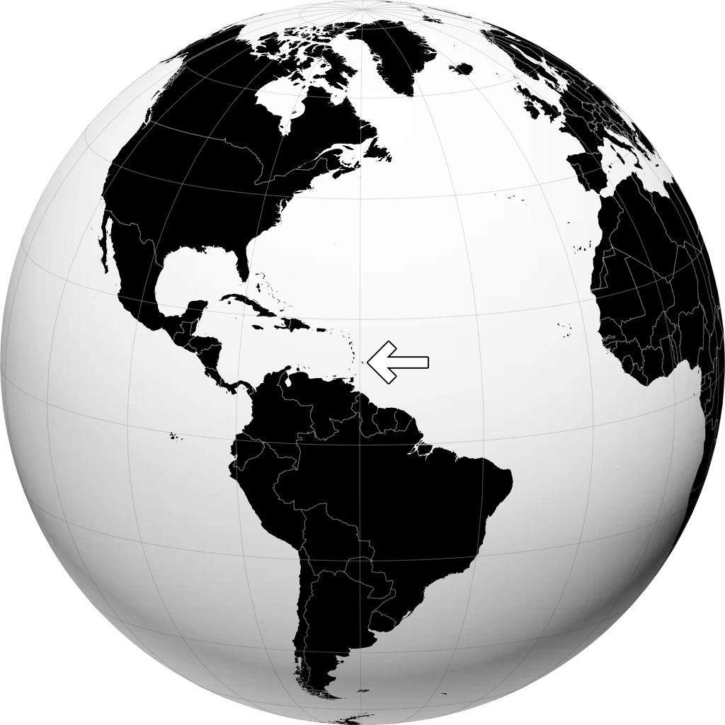 Barbados on the globe