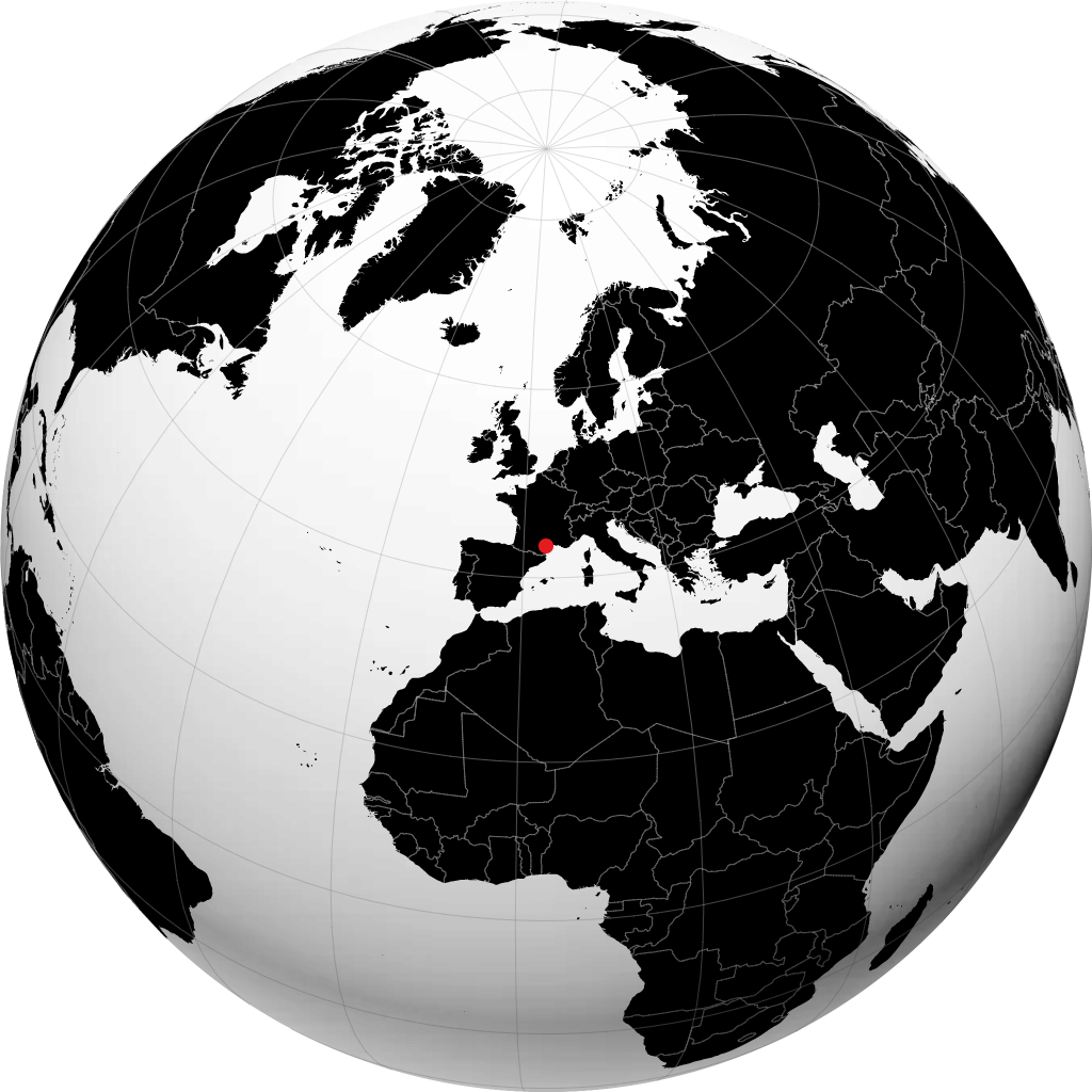 Béziers on the globe