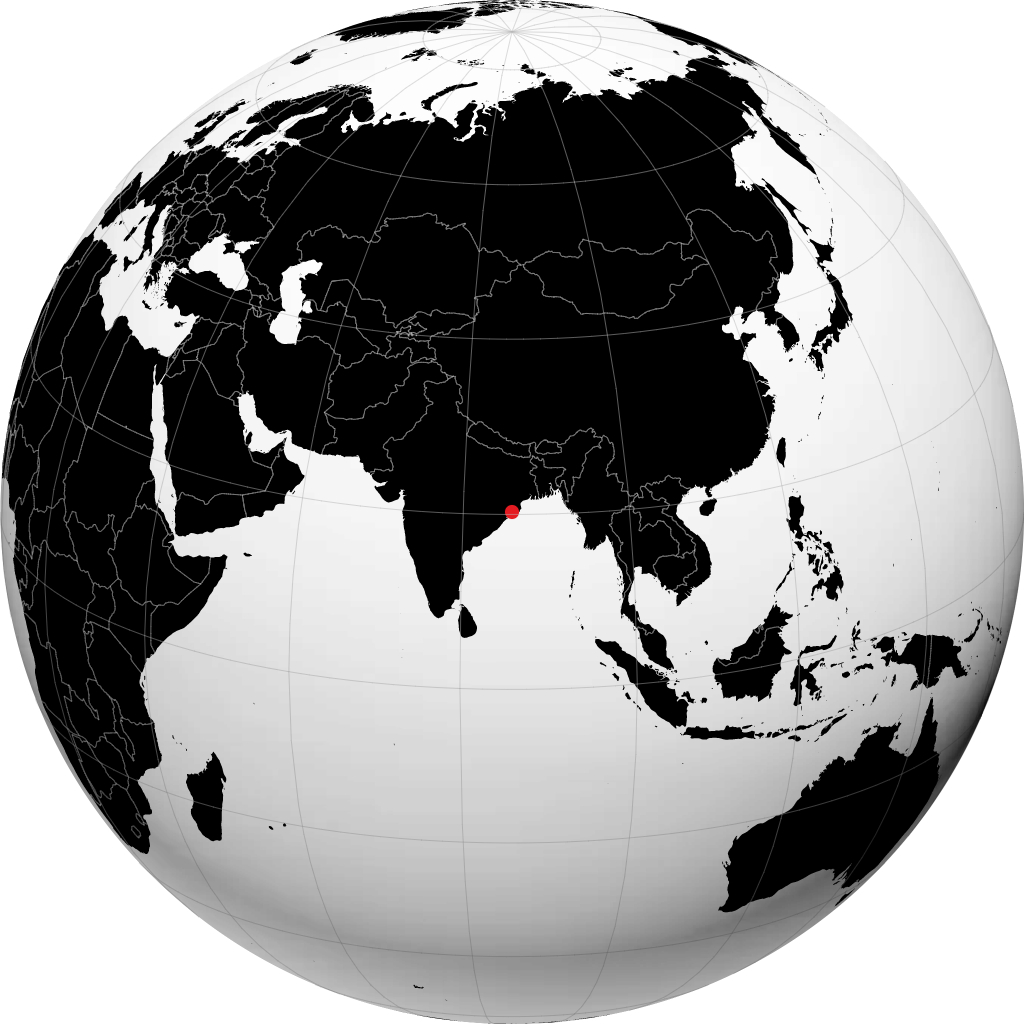 Bhubaneswar on the globe