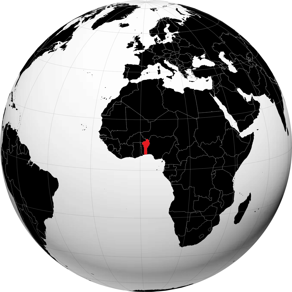 Benin on the globe