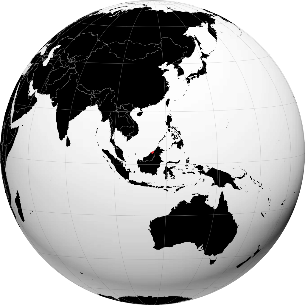 Brunei on the globe