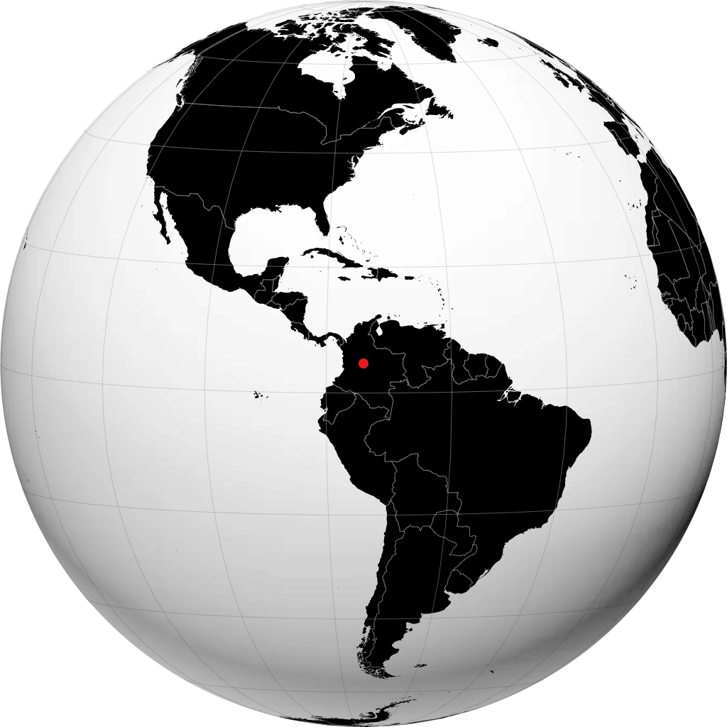 Bogotá on the globe