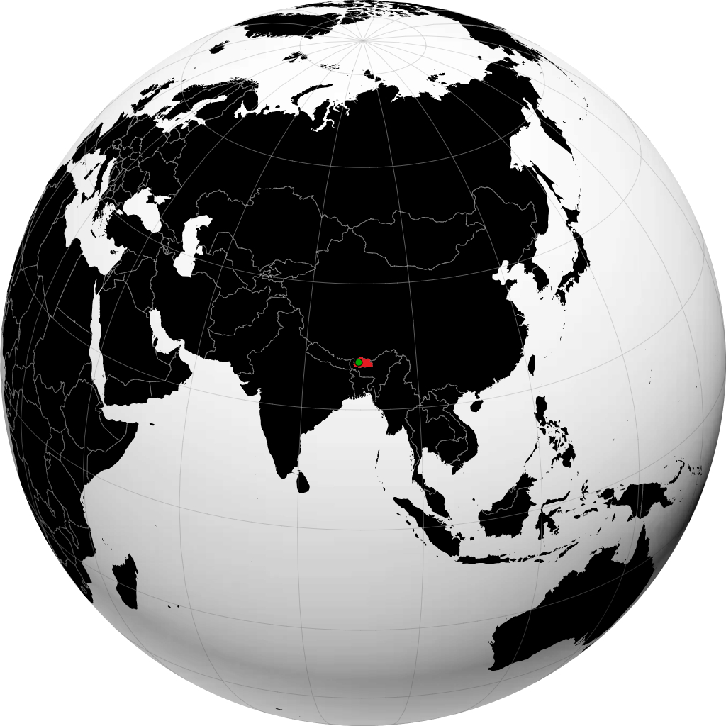 Bhutan on the globe