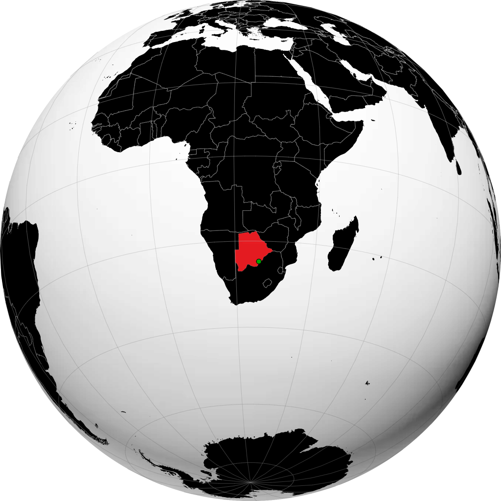 Botswana on the globe