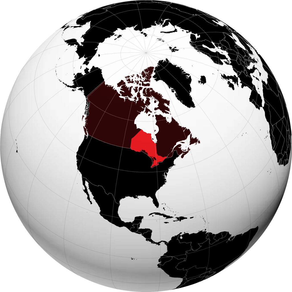 Ontario on the globe