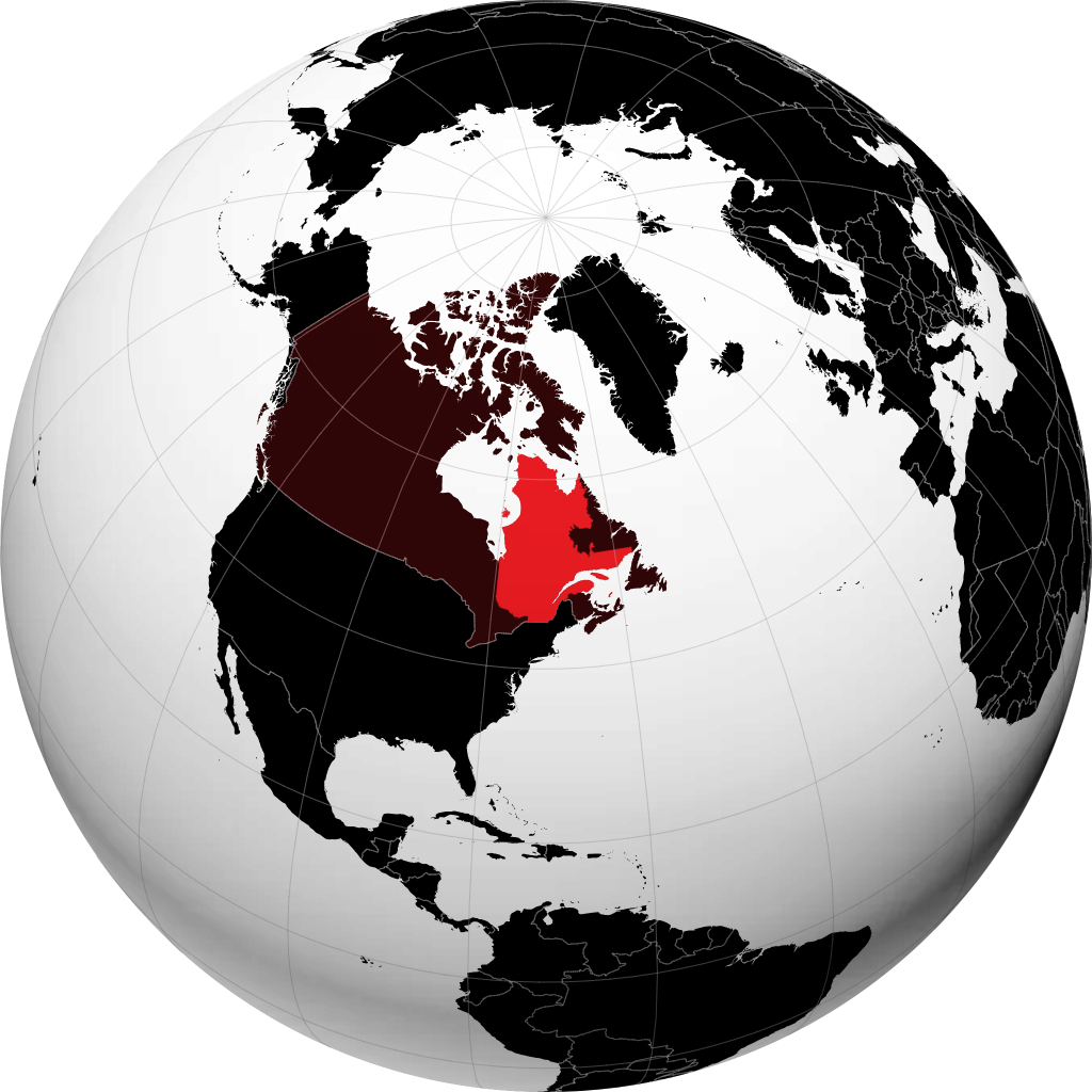 Quebec on the globe