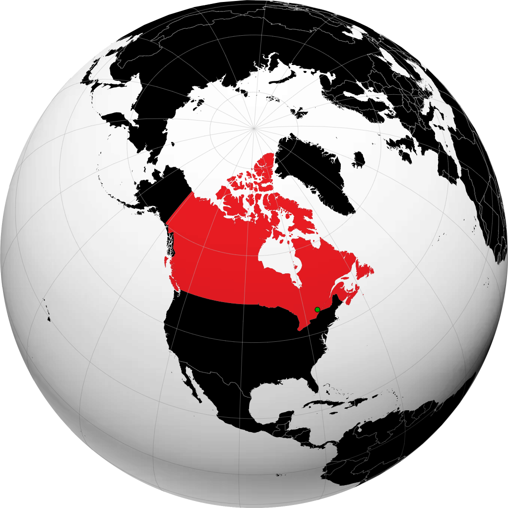 Canada on the globe