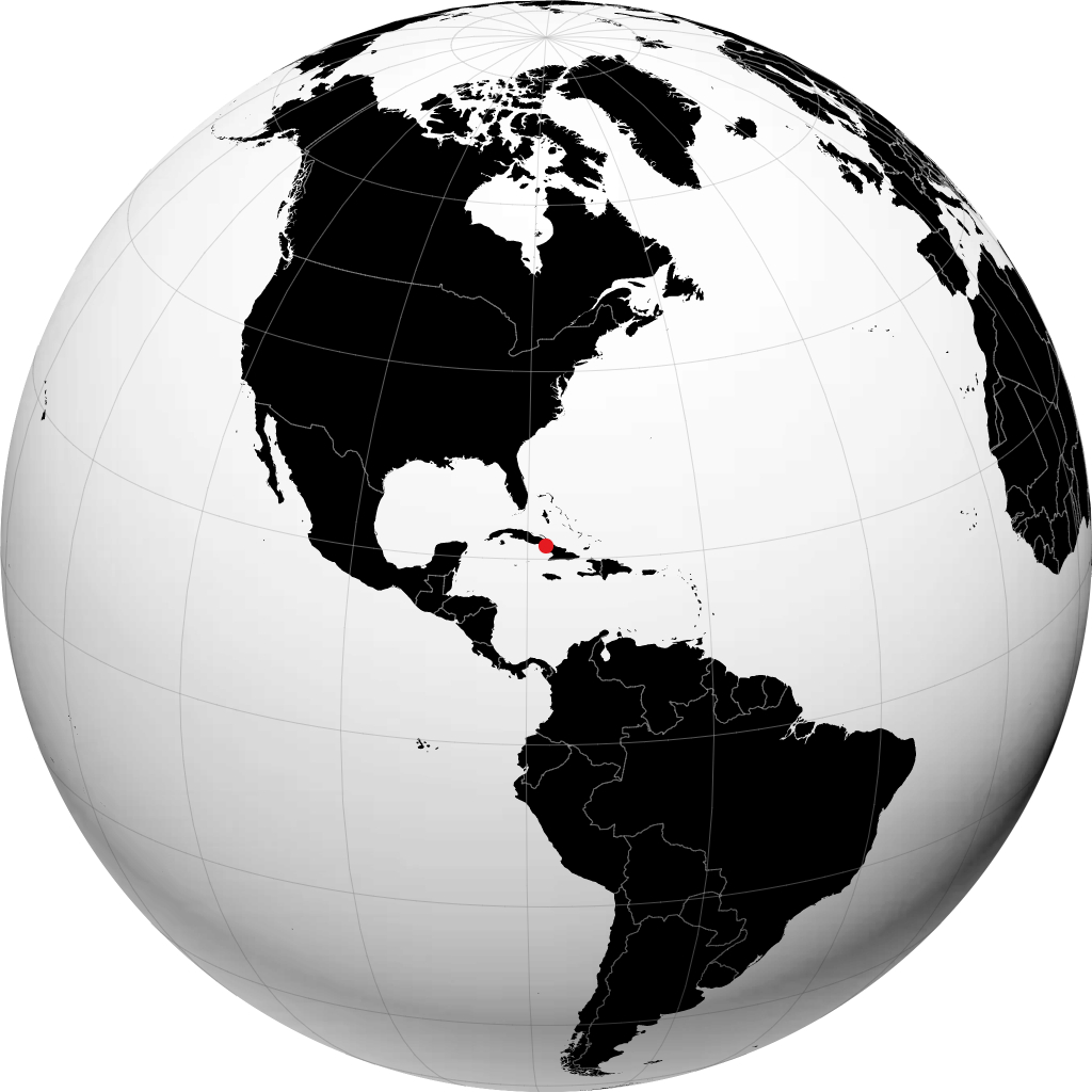 Camagüey on the globe