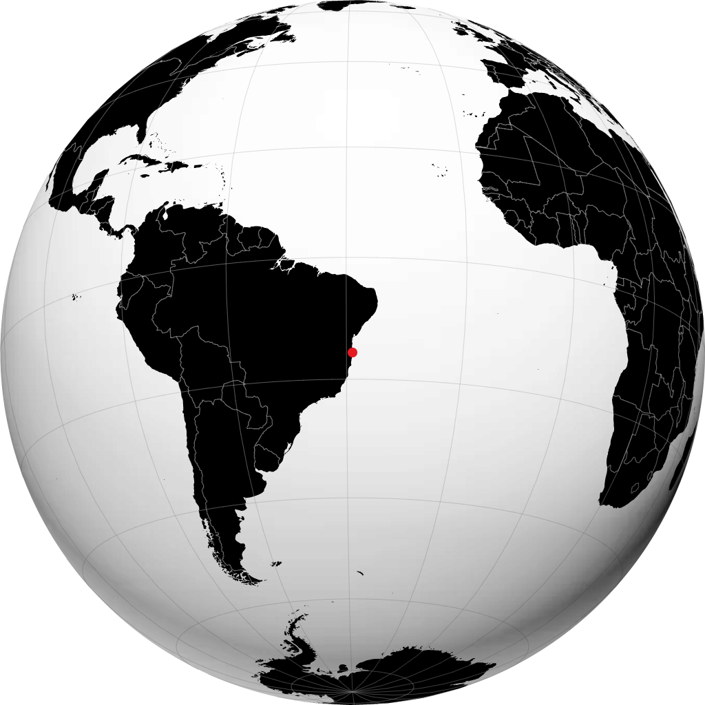 Canavieiras on the globe