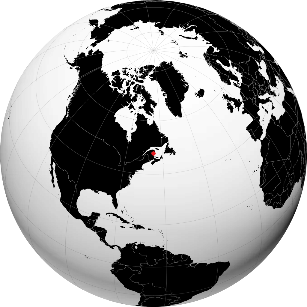 Caraquet on the globe