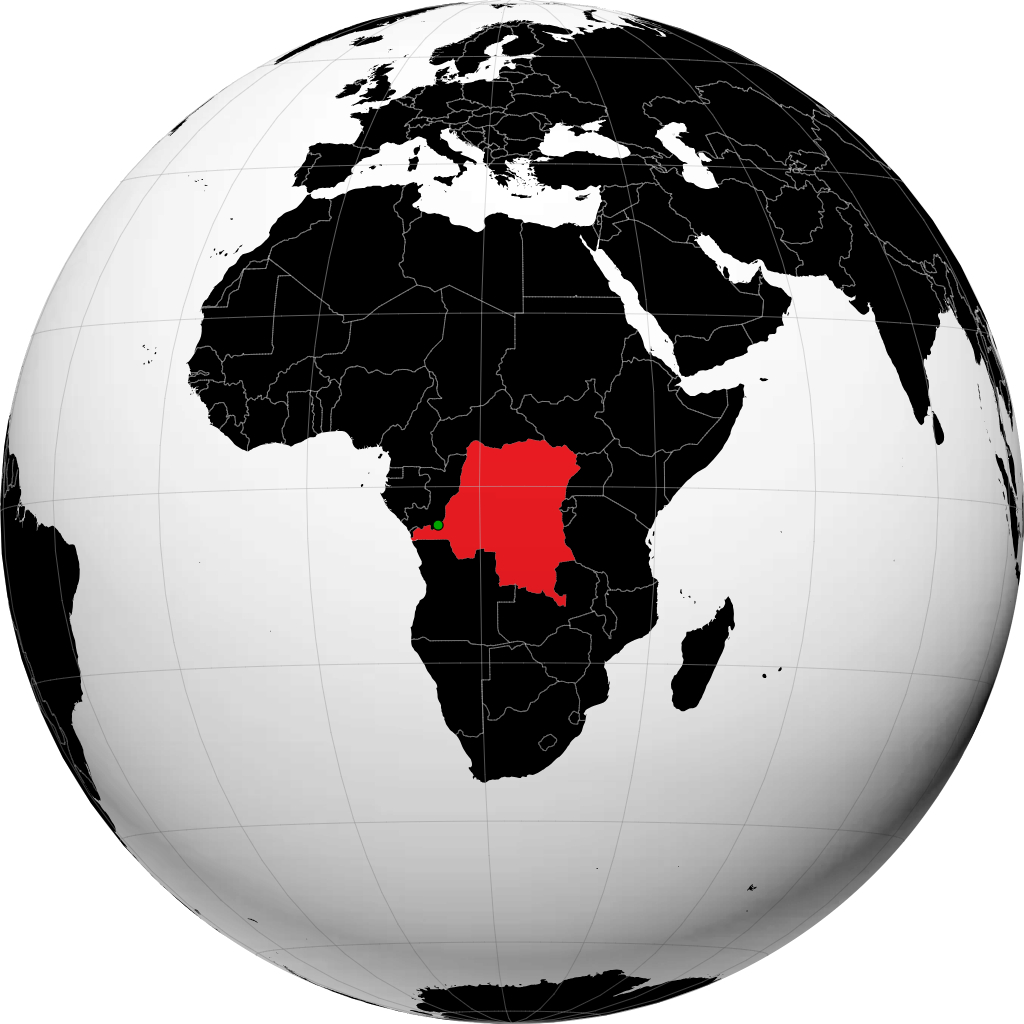 Democratic Republic of the Congo on the globe