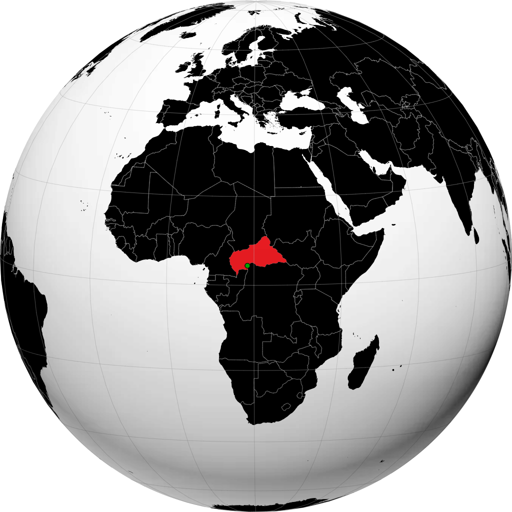 Central African Republic on the globe