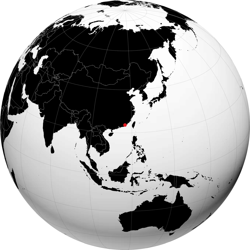 Chaozhou on the globe