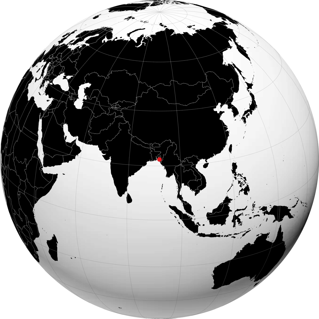 Chittagong on the globe