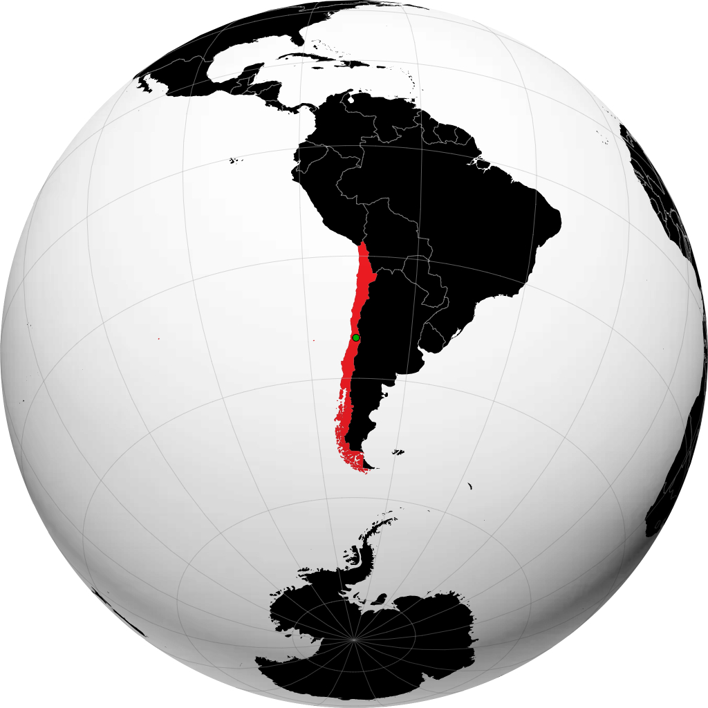 Chile on the globe