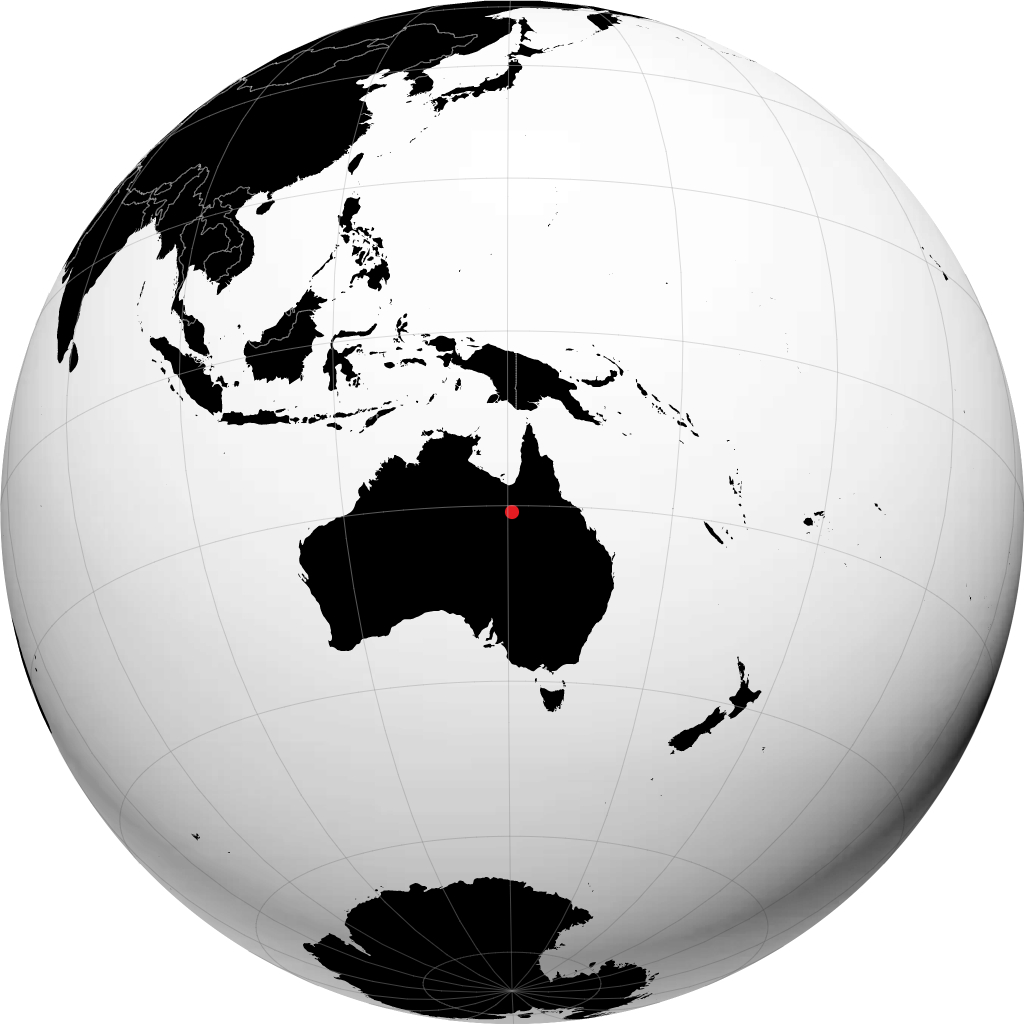 Cloncurry on the globe