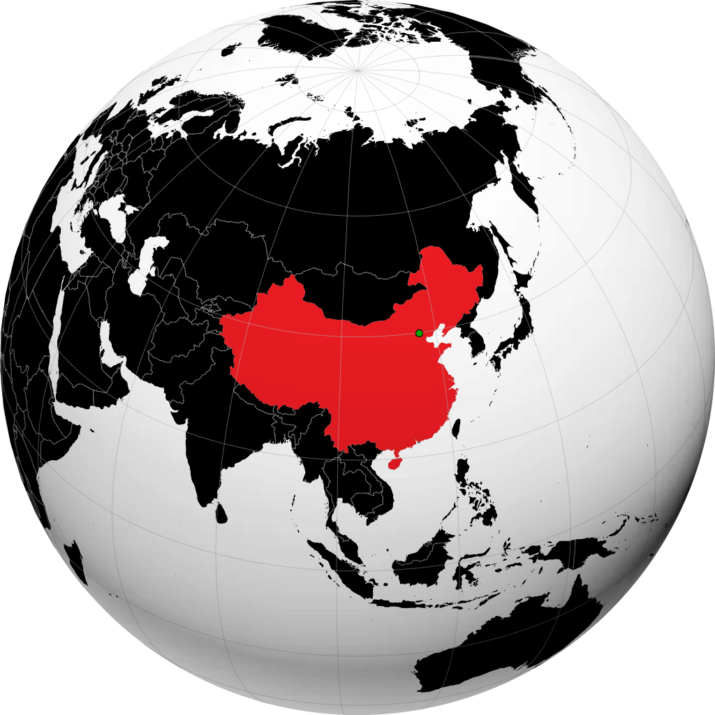 China on the globe