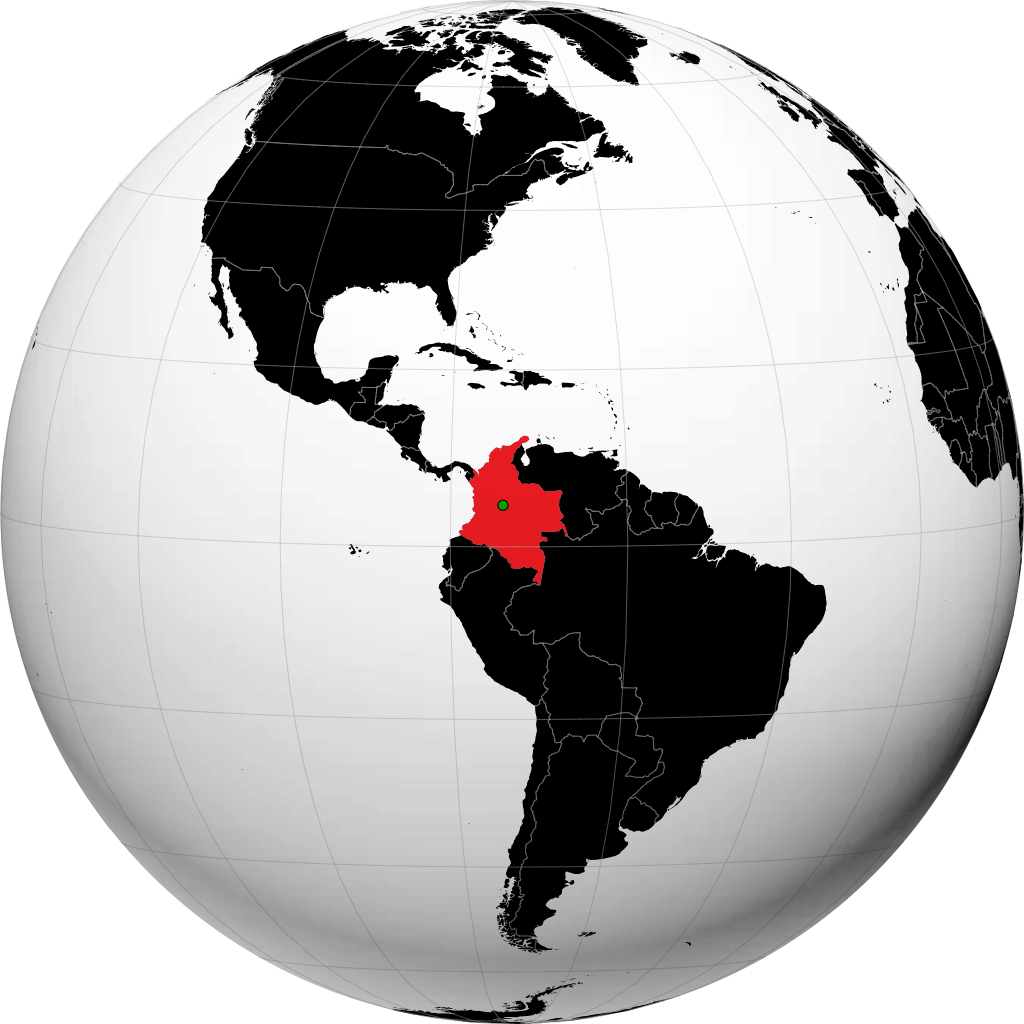 Colombia on the globe