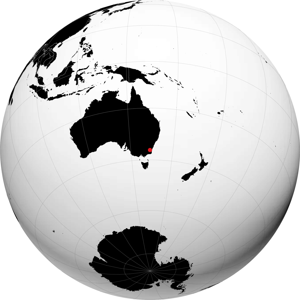 Cooma on the globe