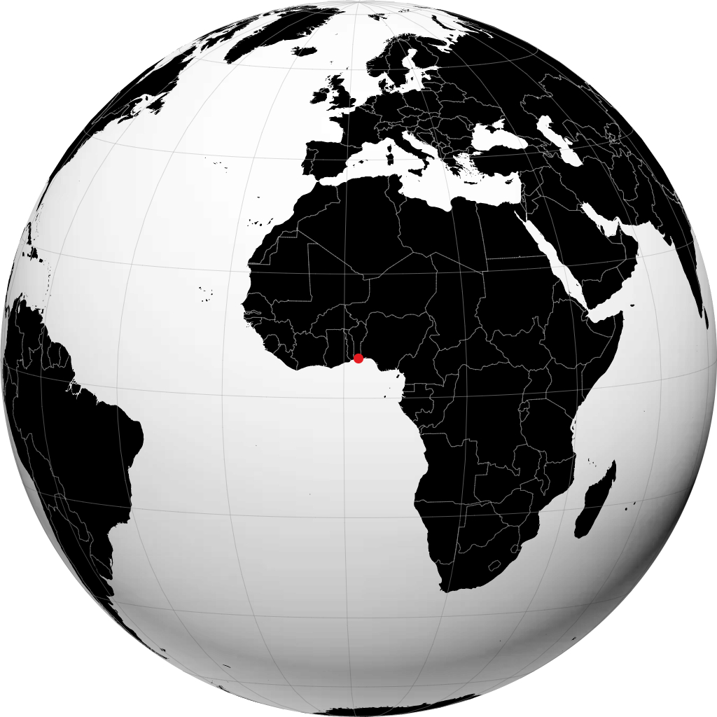 Cotonou on the globe