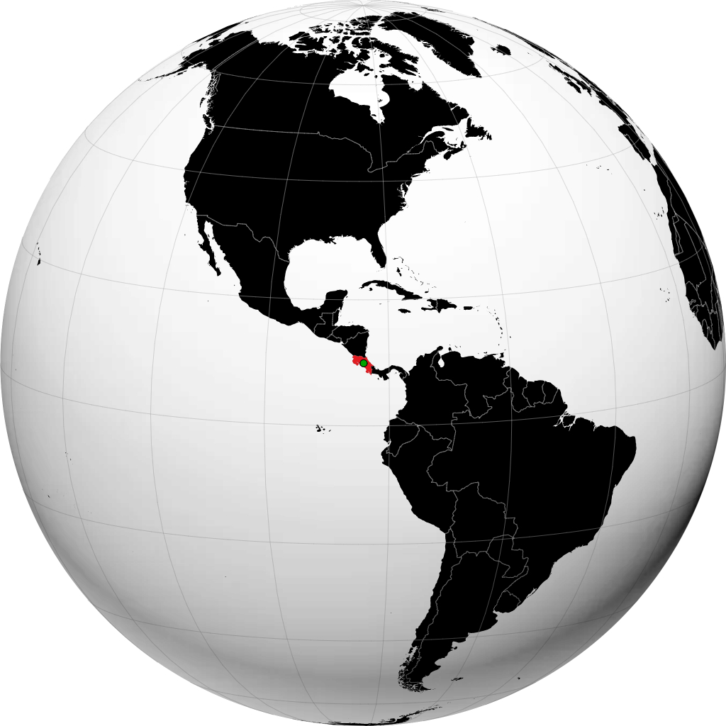 Costa Rica on the globe