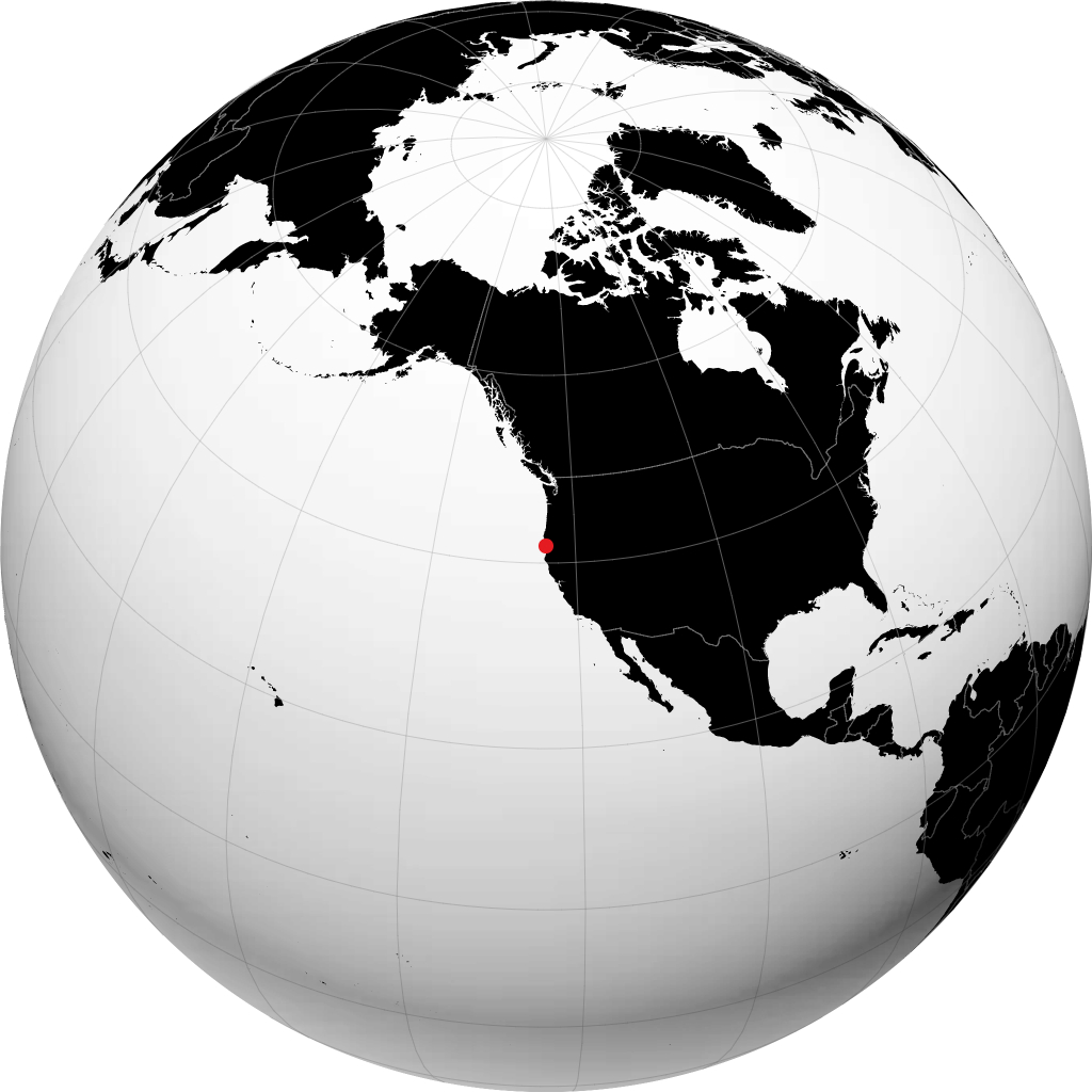 Crescent City on the globe