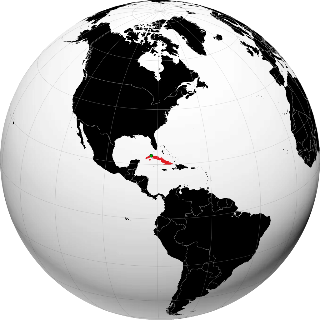 Cuba on the globe