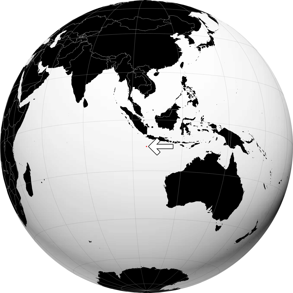 Christmas Island on the globe