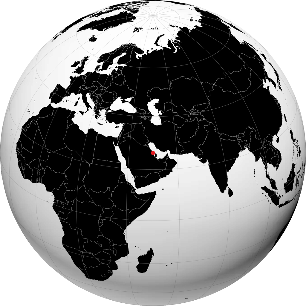 Dhahran on the globe