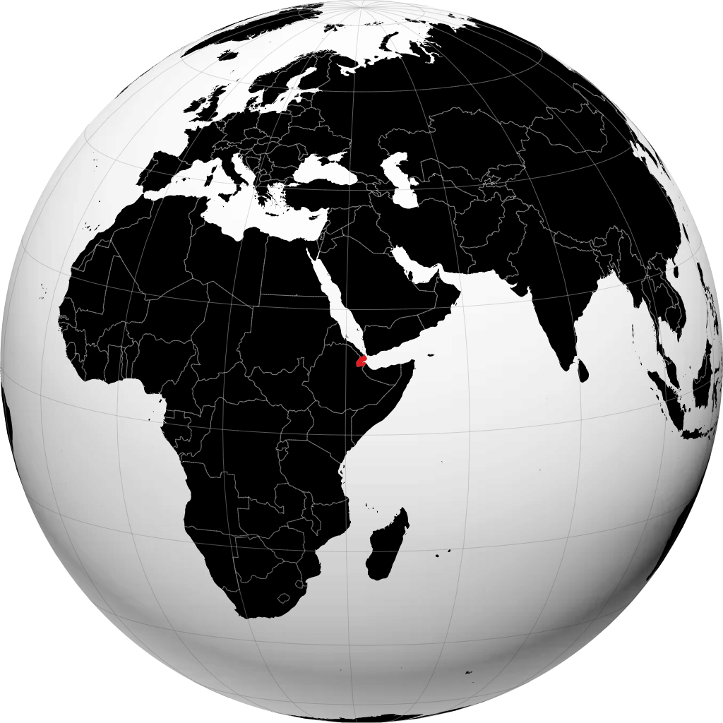 Djibouti on the globe