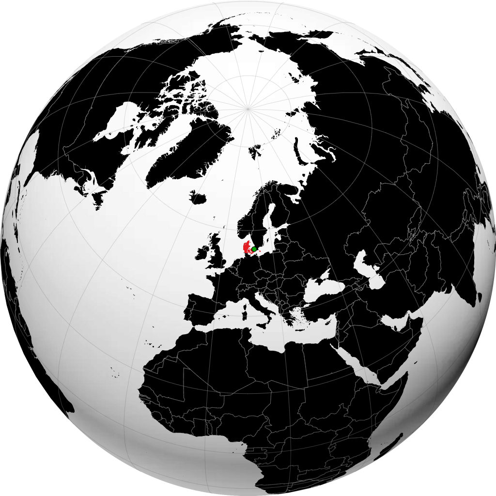 Denmark on the globe