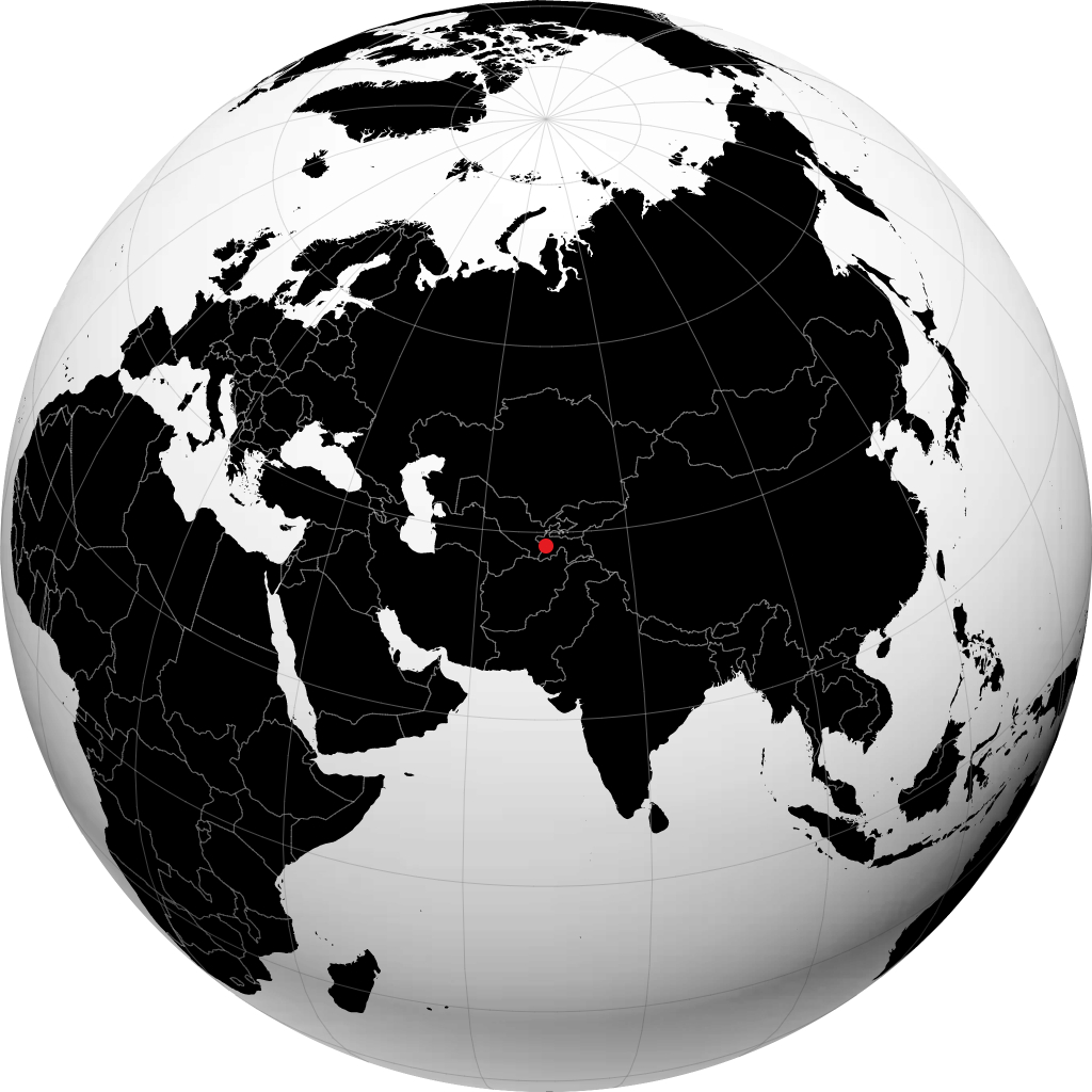 Dushanbe on the globe