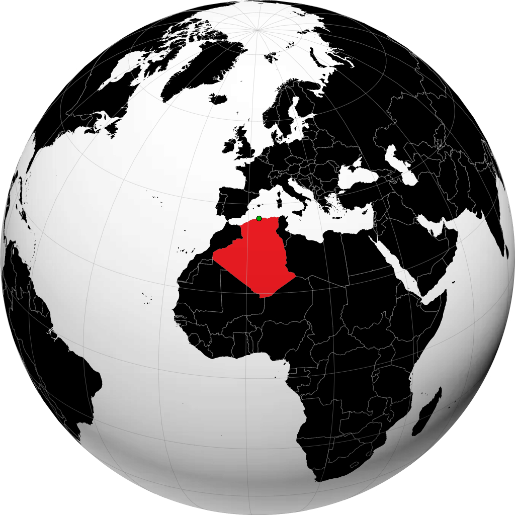 Algeria on the globe