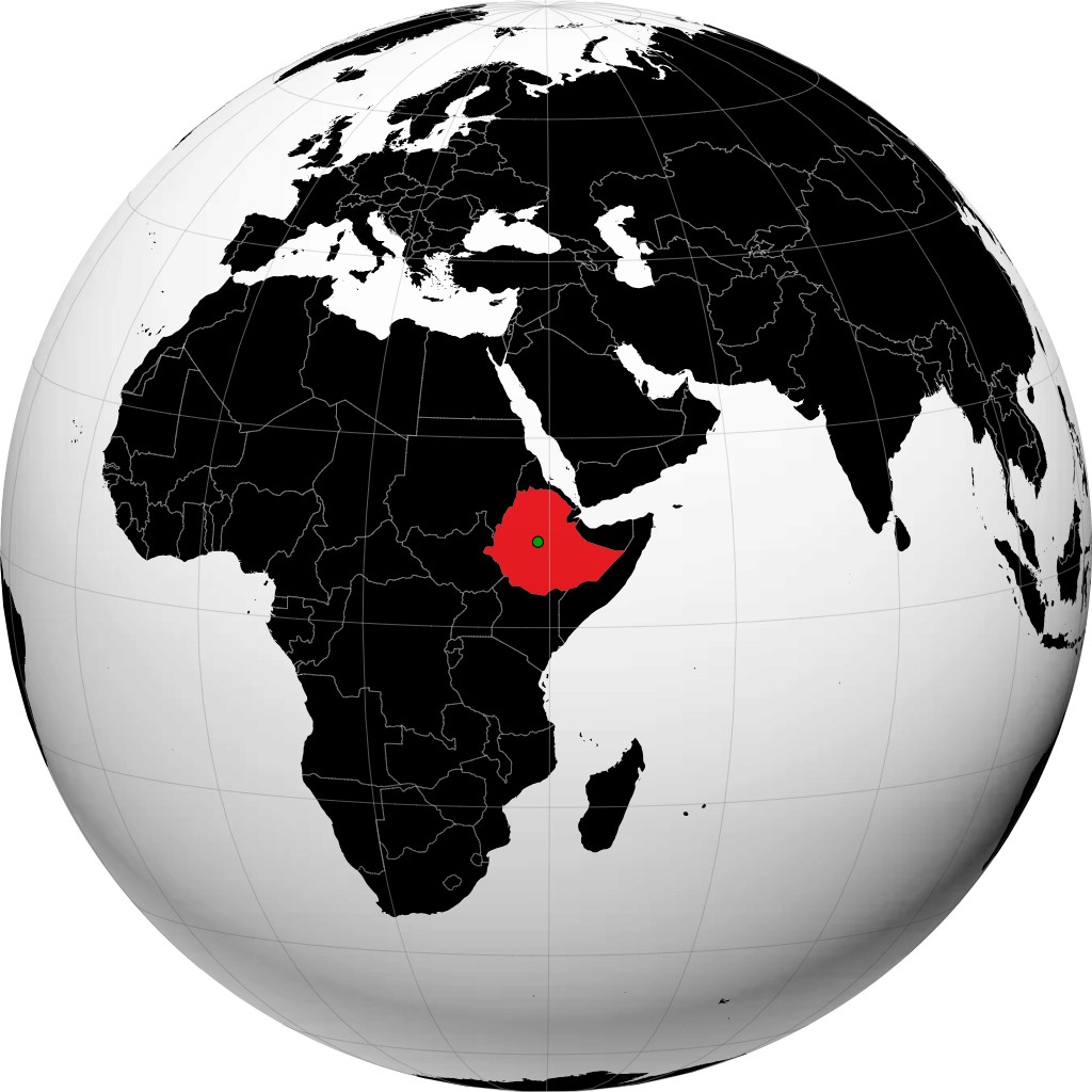 Ethiopia on the globe