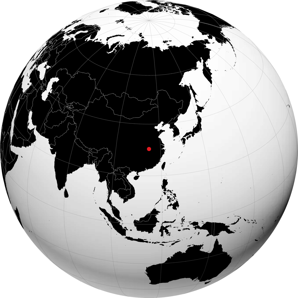 Ezhou on the globe