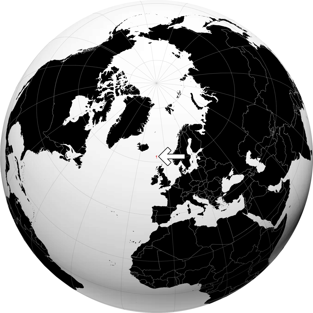 Faroe Islands on the globe