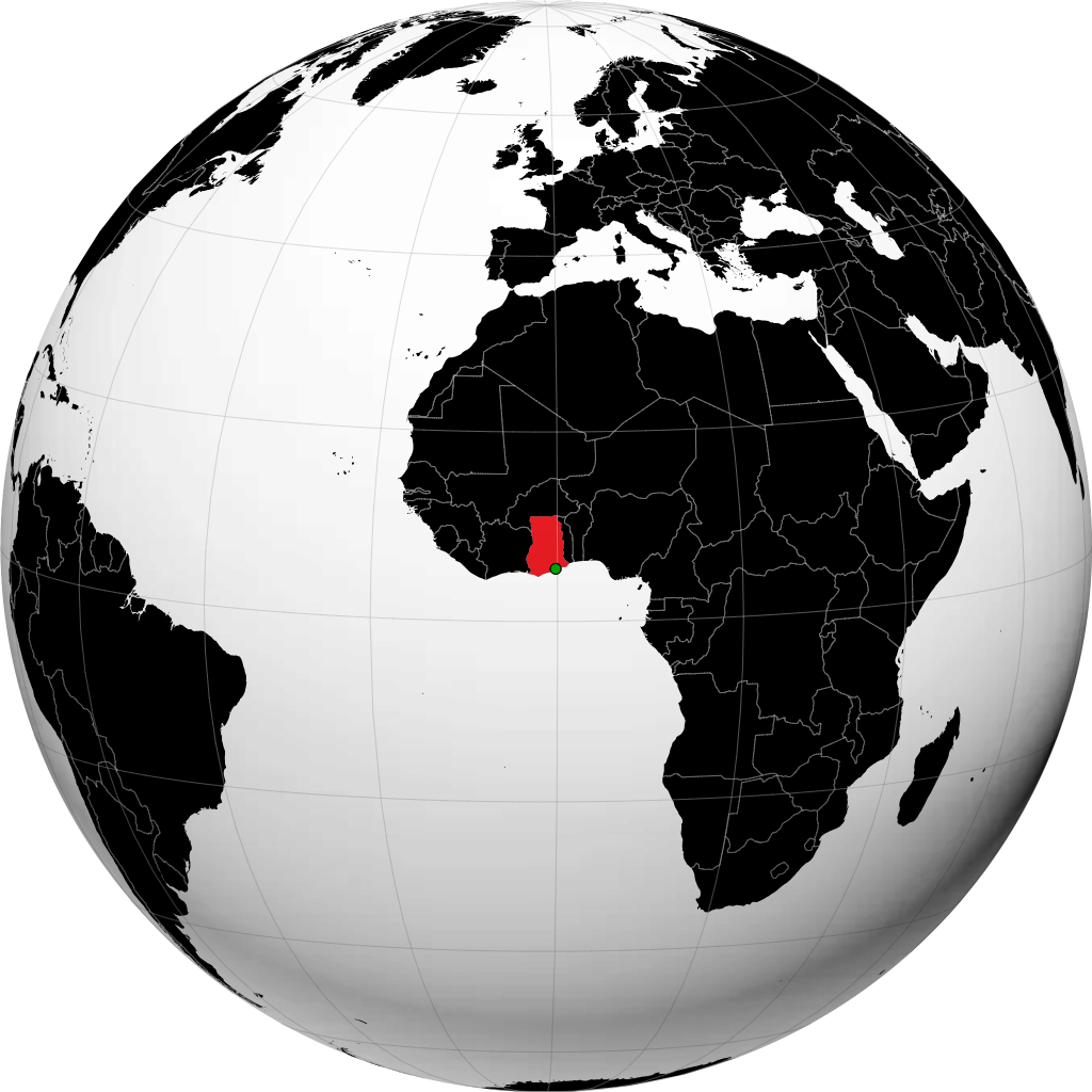 Ghana on the globe